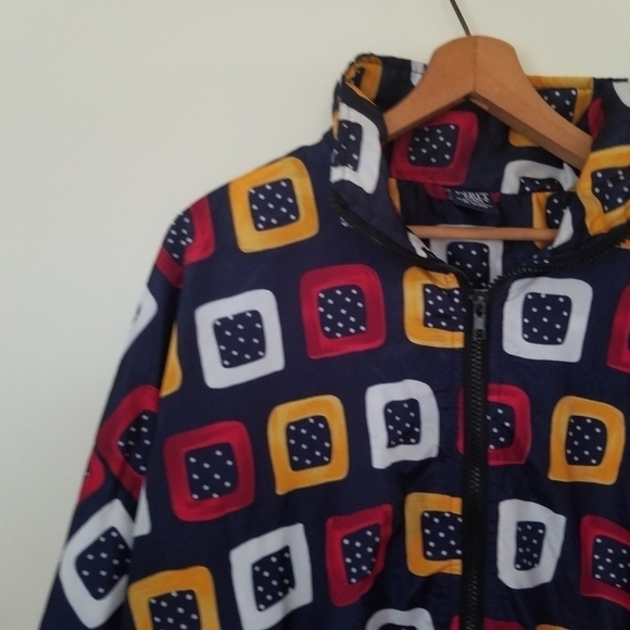 Vintage Spirit First Art Deco Windbreaker 90s Track Style Size Large - Picture 2 of 9